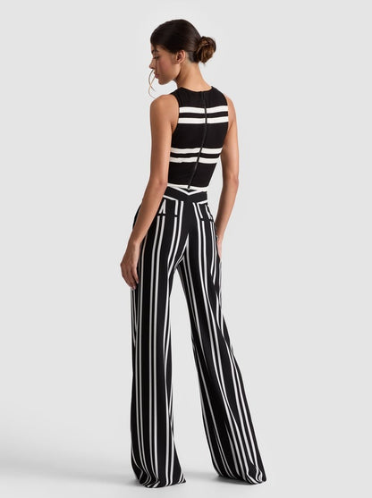Alice + Olivia Dylan High Rise Pant in Paddleboard Stripe