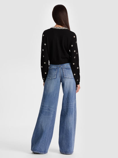 Alice + Olivia Dollie Embellished Cardigan in Black