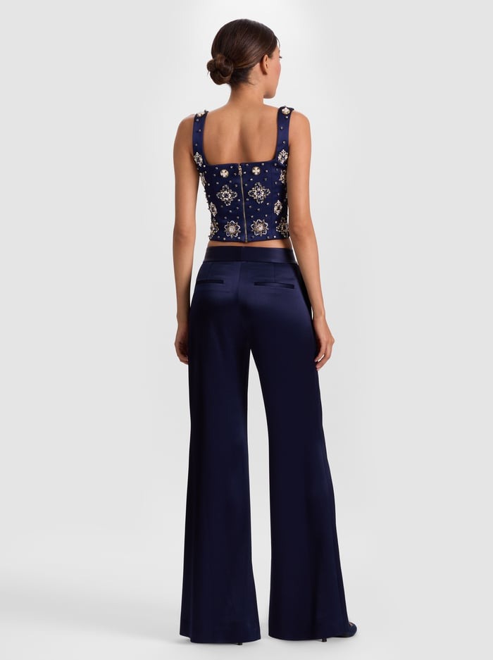Alice + Olivia Shane Slouchy Wide Leg Pant in Midnight Blue