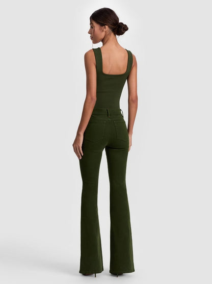 Alice + Olivia Edin Sweetheart Tank in Dark Olive