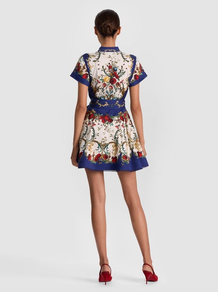 Alice + Olivia Lucy Mini Shirt Dress in Gilded Rose