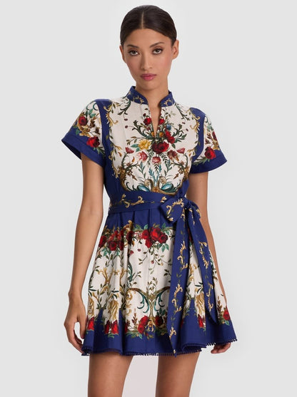 Alice + Olivia Lucy Mini Shirt Dress in Gilded Rose