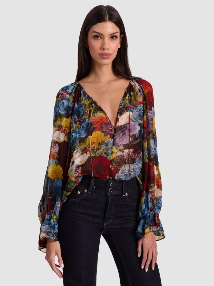 Alice + Olivia Josephine Blouse in Flourish Sm