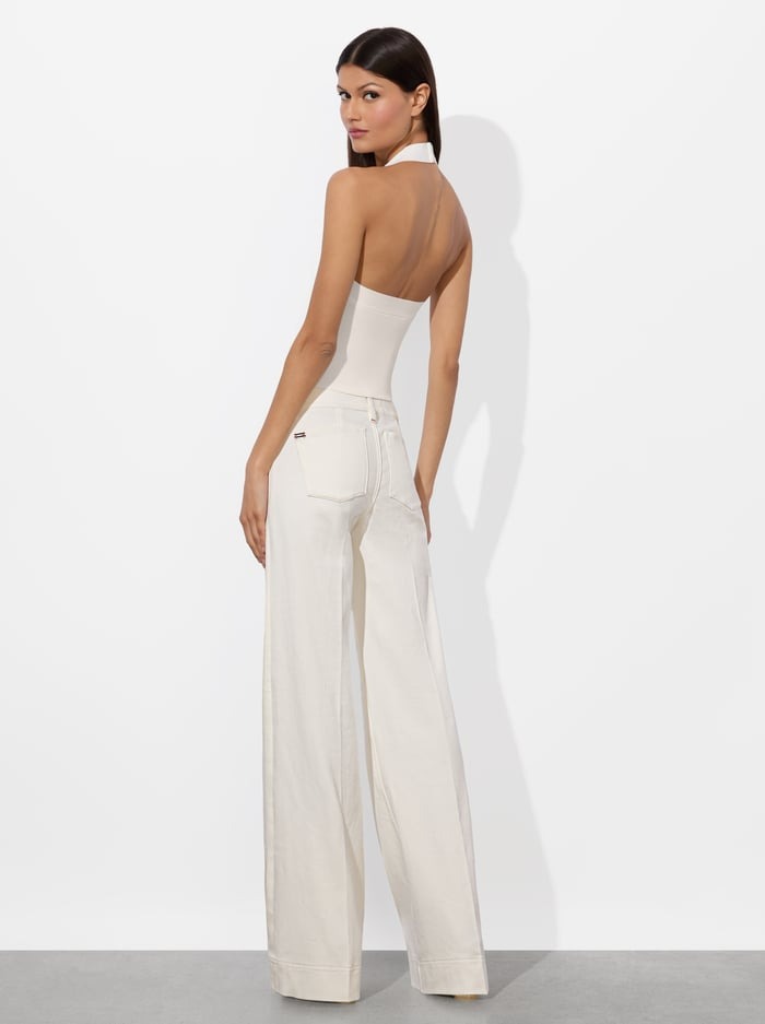 Alice + Olivia Slay Heart Front Wide Leg Jean in Vanilla