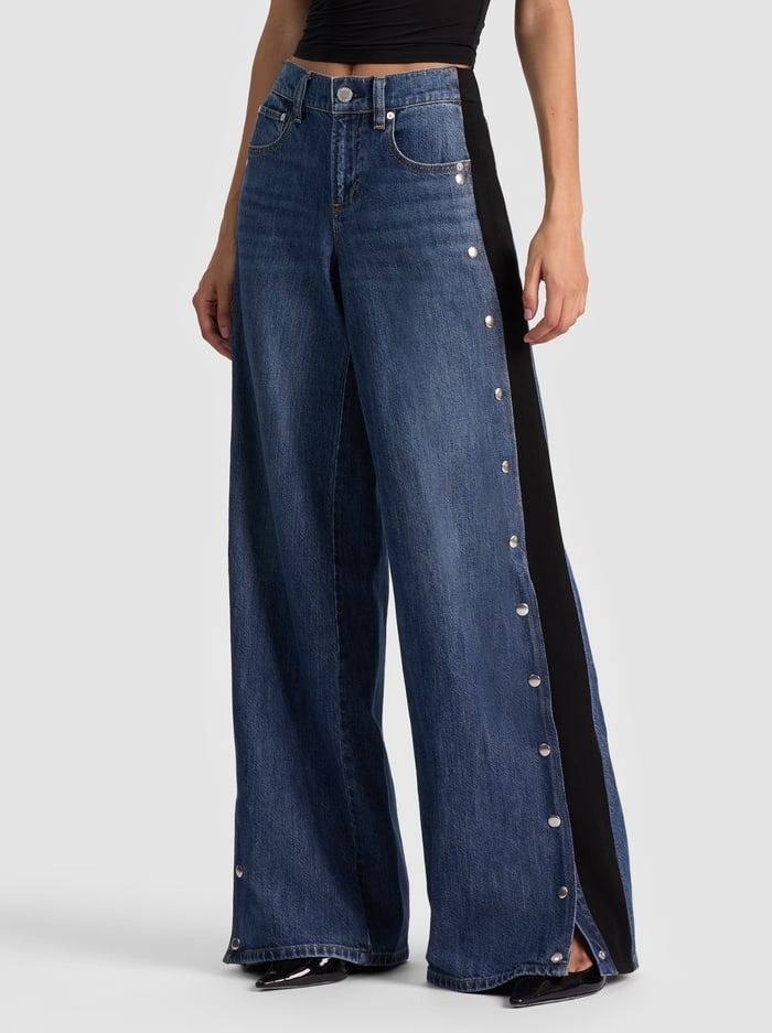 Alice + Olivia Amazing LR Jean w/ Knit Panel in Cambria Vintage