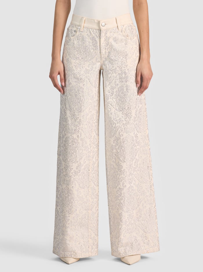 Alice + Olivia Amazing Embellished Jean in Off White