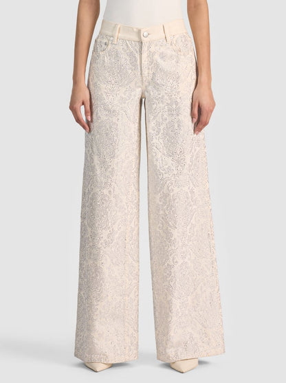 Alice + Olivia Amazing Embellished Jean in Off White