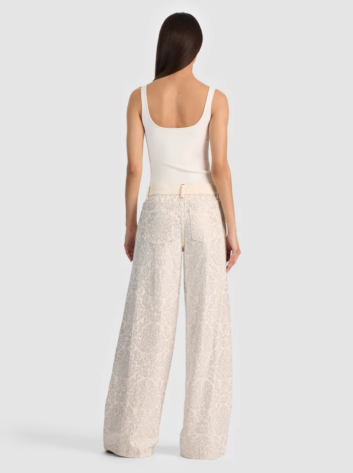 Alice + Olivia Amazing Embellished Jean in Off White