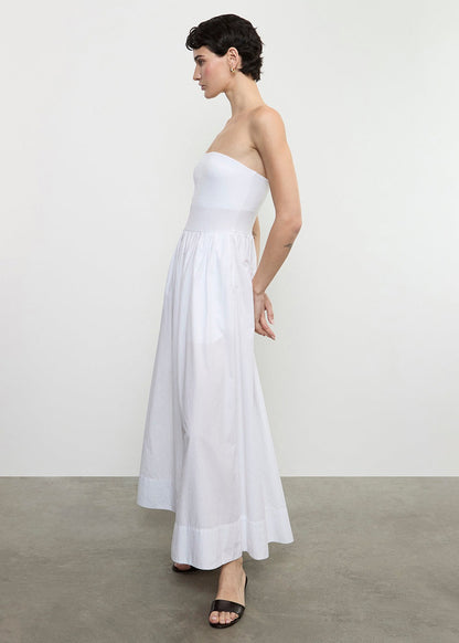Enza Costa Cotton Resort Strapless Dress in White