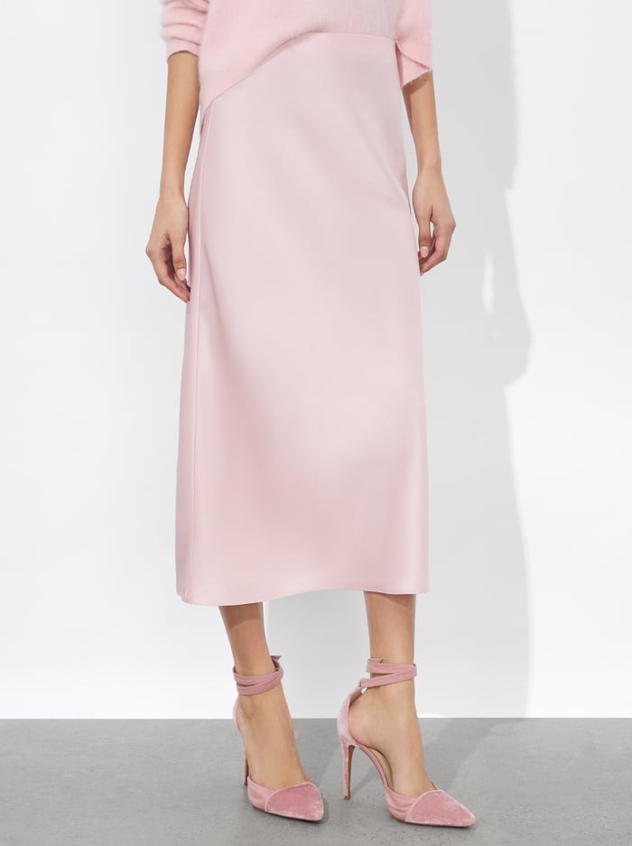 Alice + Olivia Maeve Midlength Slip Skirt in Shell Pink