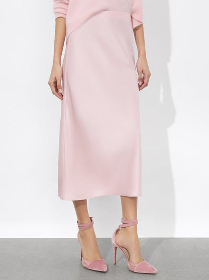 Alice + Olivia Maeve Midlength Slip Skirt in Shell Pink
