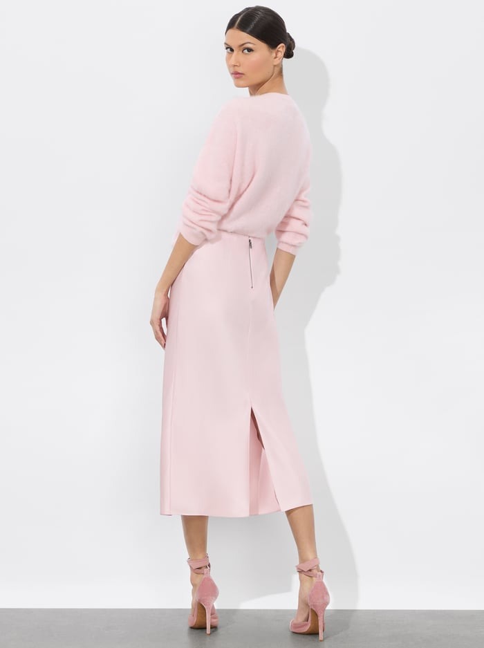 Alice + Olivia Maeve Midlength Slip Skirt in Shell Pink