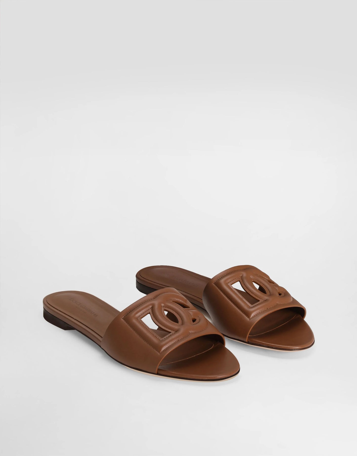Dolce & Gabbana Bianca Logo Slide in Caramello