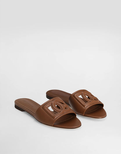 Dolce & Gabbana Bianca Logo Slide in Caramello