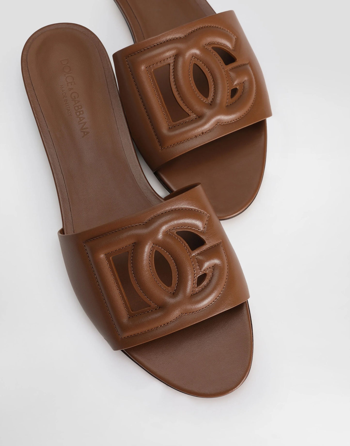 Dolce & Gabbana Bianca Logo Slide in Caramello