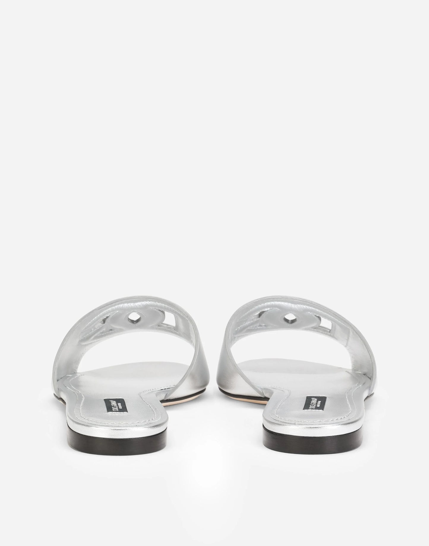 Dolce & Gabbana Nappa Mordore Slides with DG Millennials Logo in Silver