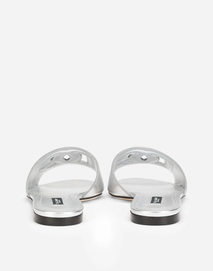 Dolce & Gabbana Nappa Mordore Slides with DG Millennials Logo in Silver