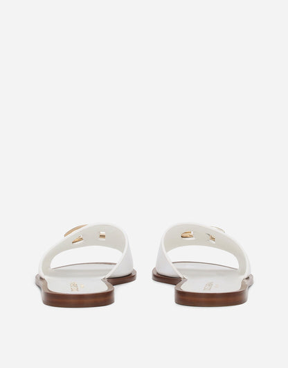 Dolce & Gabbana Calfskin Sliders in Optic White