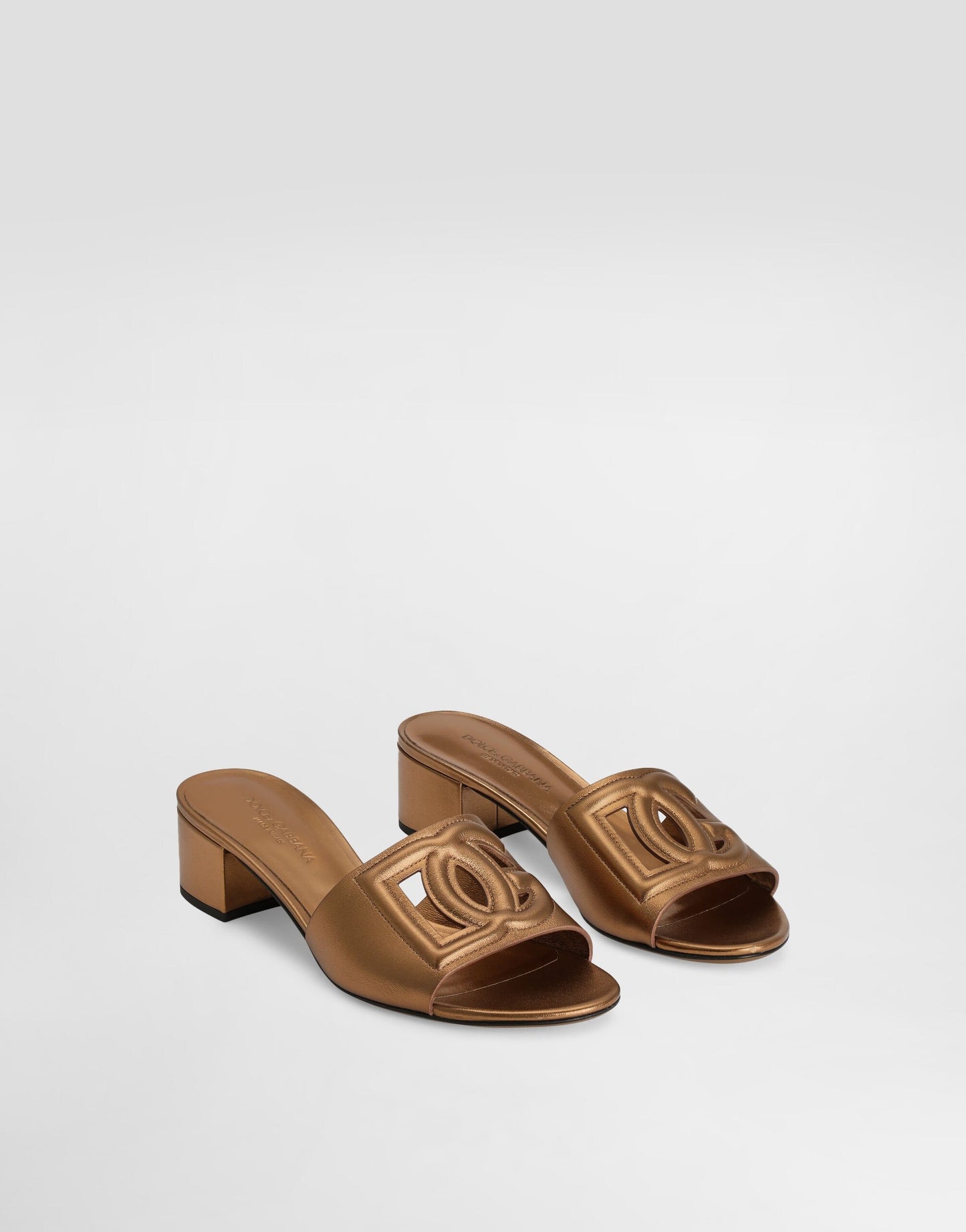Dolce & Gabbana Mordoré Nappa Leather Mule Sandal in Bronze