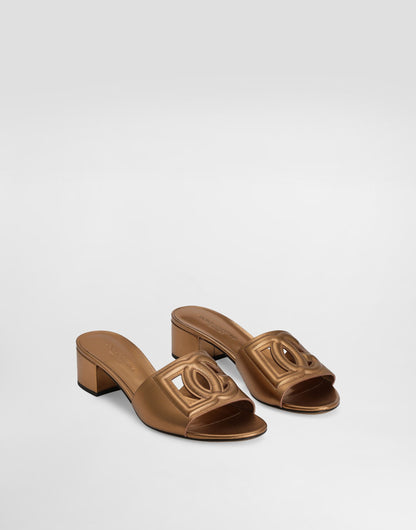 Dolce & Gabbana Mordoré Nappa Leather Mule Sandal in Bronze