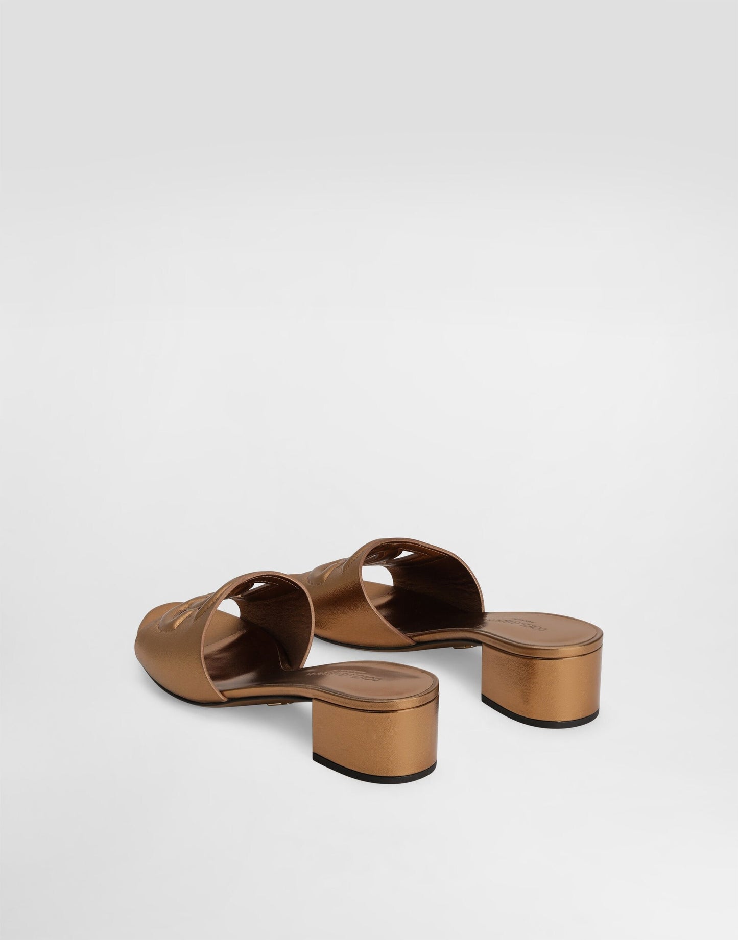 Dolce & Gabbana Mordoré Nappa Leather Mule Sandal in Bronze