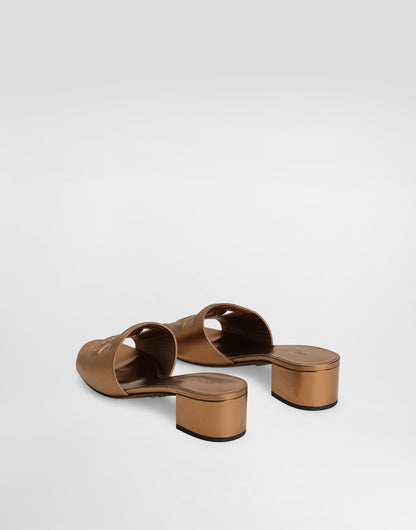 Dolce & Gabbana Mordoré Nappa Leather Mule Sandal in Bronze