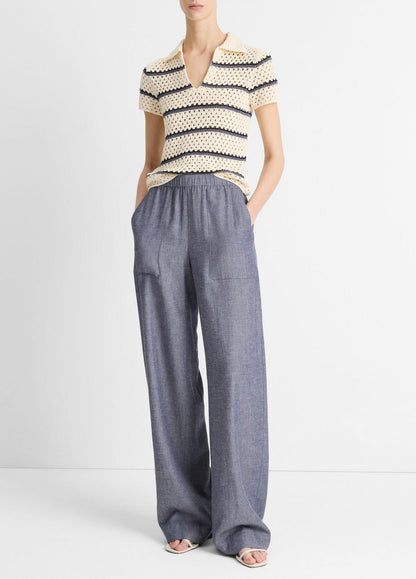 Vince Mid Rise Casual Pull On Pant in Mid Indigo