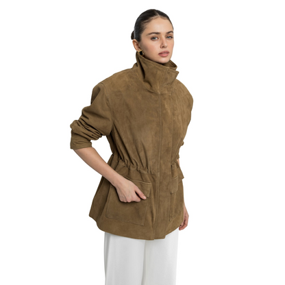 Susana Chow Heidi Suede Jacket in Latte