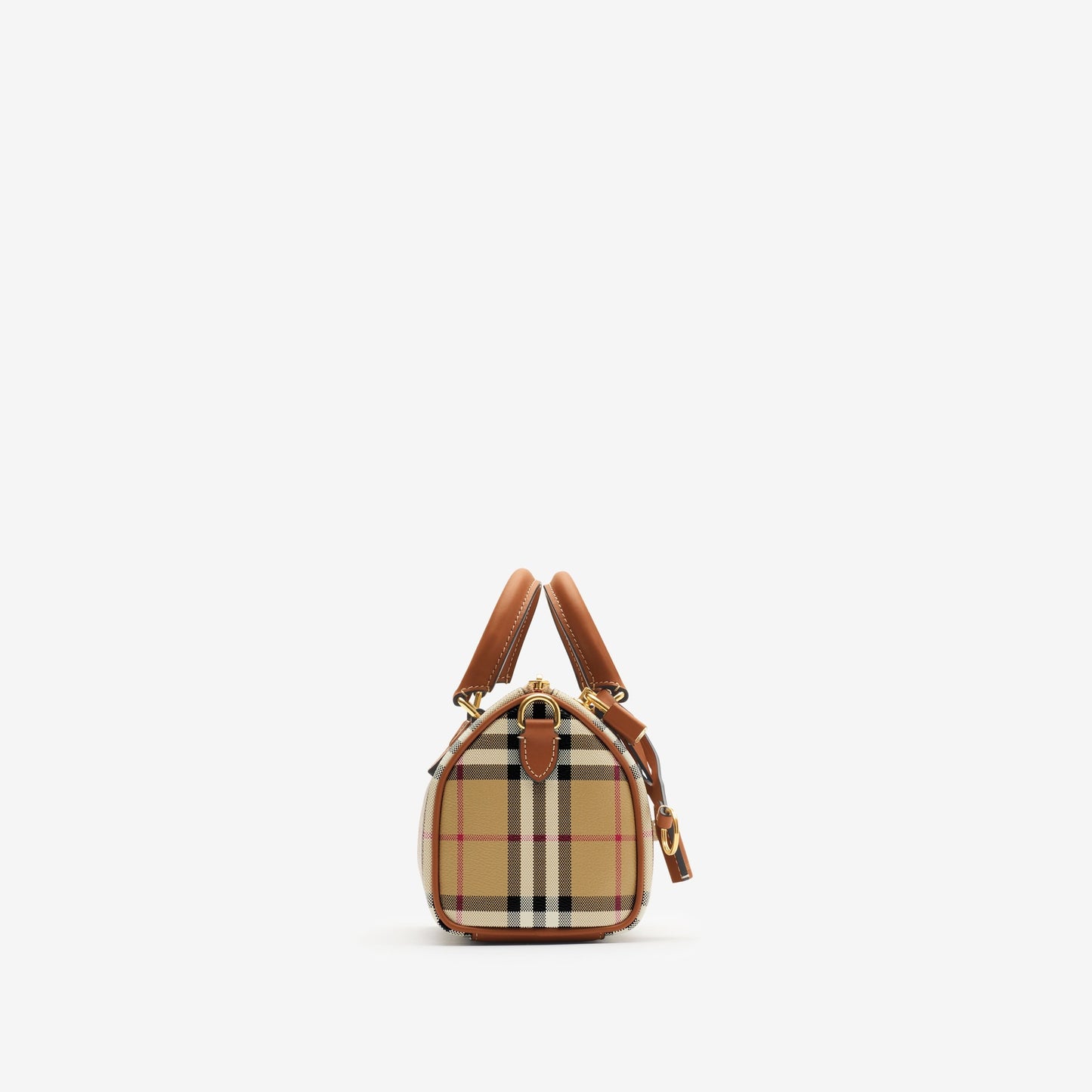 Burberry Mini Check Bowling Bag in Archive Beige/Briar Brown