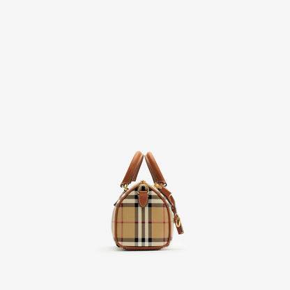 Burberry Mini Check Bowling Bag in Archive Beige/Briar Brown