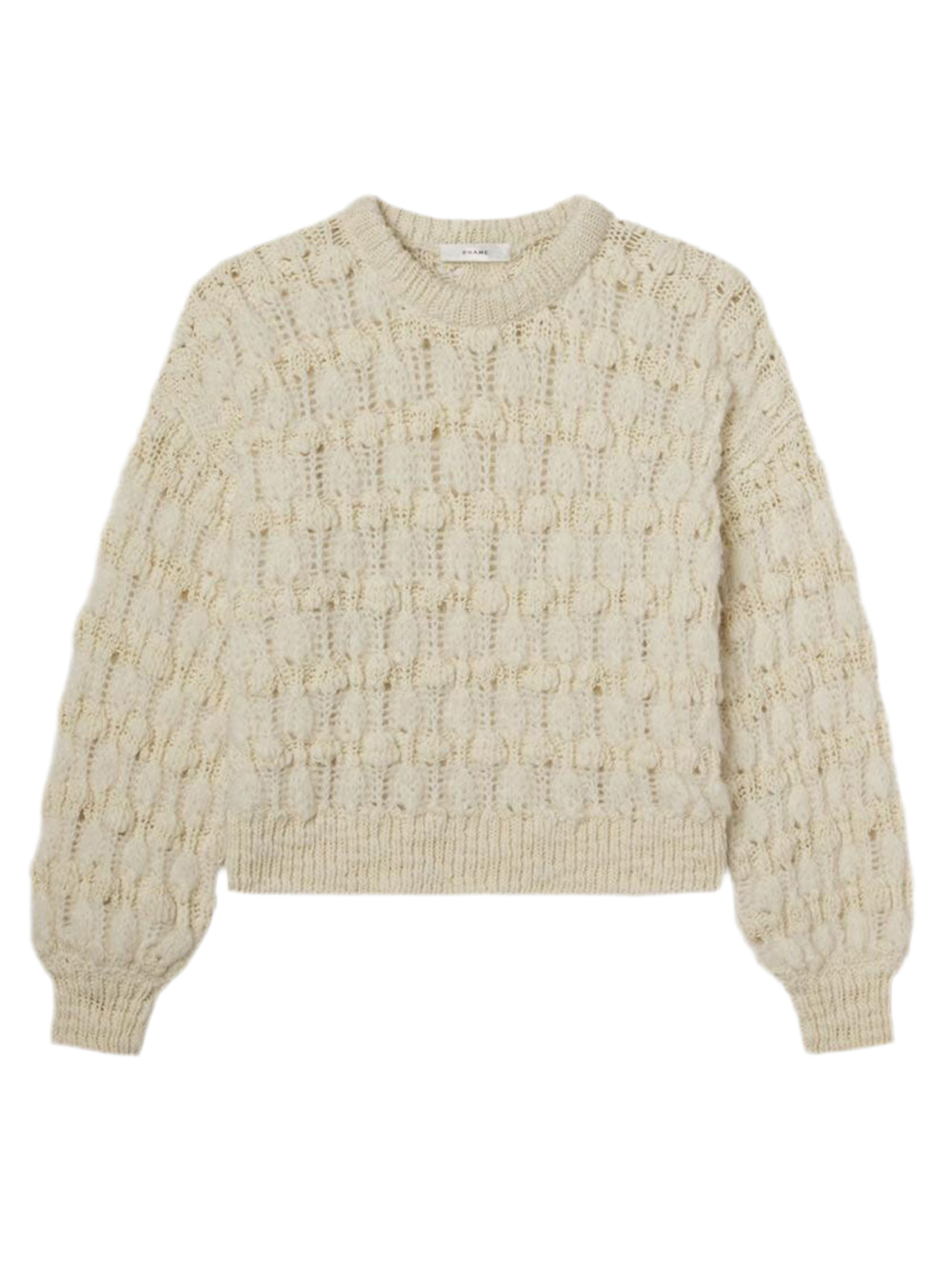 Frame Popcorn Stripe Sweater in Cream