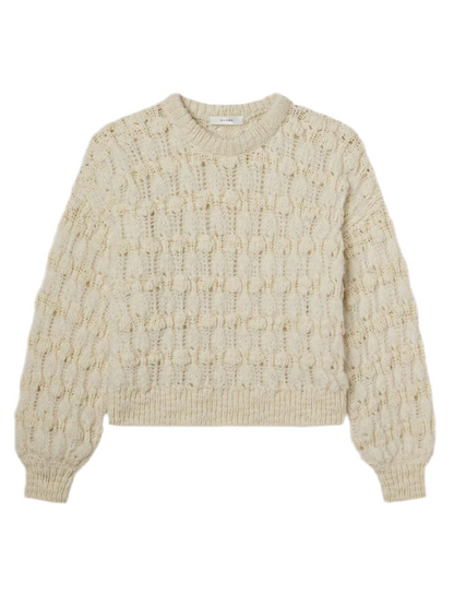 Frame Popcorn Stripe Sweater in Cream