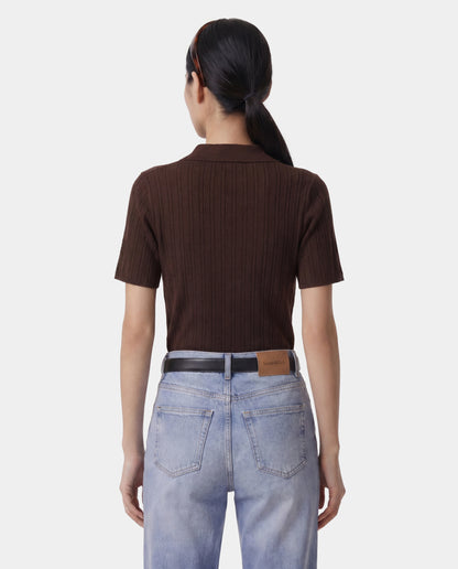Sporty & Rich SRC Ribbed Polo in Cioco Cioco