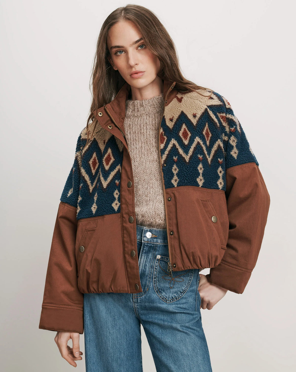 Veronica Beard Knoll Sherpa Jacket in Deep Ochre