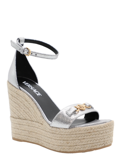 Versace Espadrilles T.120 Calf Leather in Silver/Versace Gold