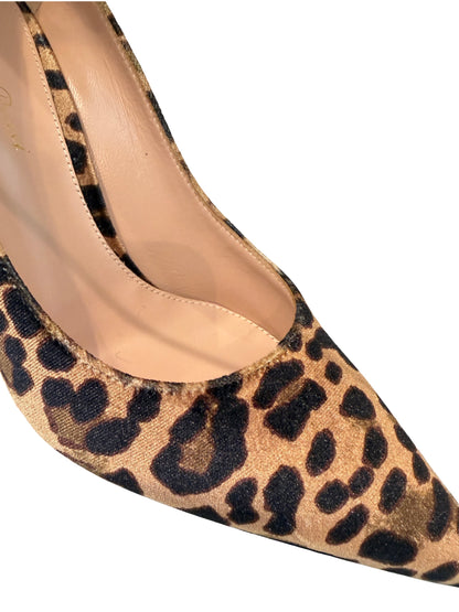 Gianvito Rossi 85 Velluto Leopard Print Heel