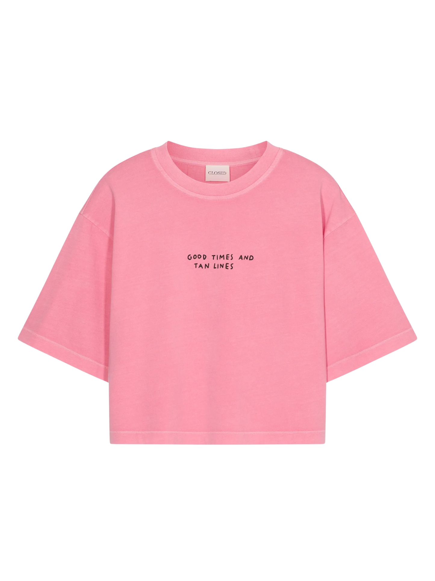 CLOSED Cropped Boxy T-Shirt in Peony Pink
