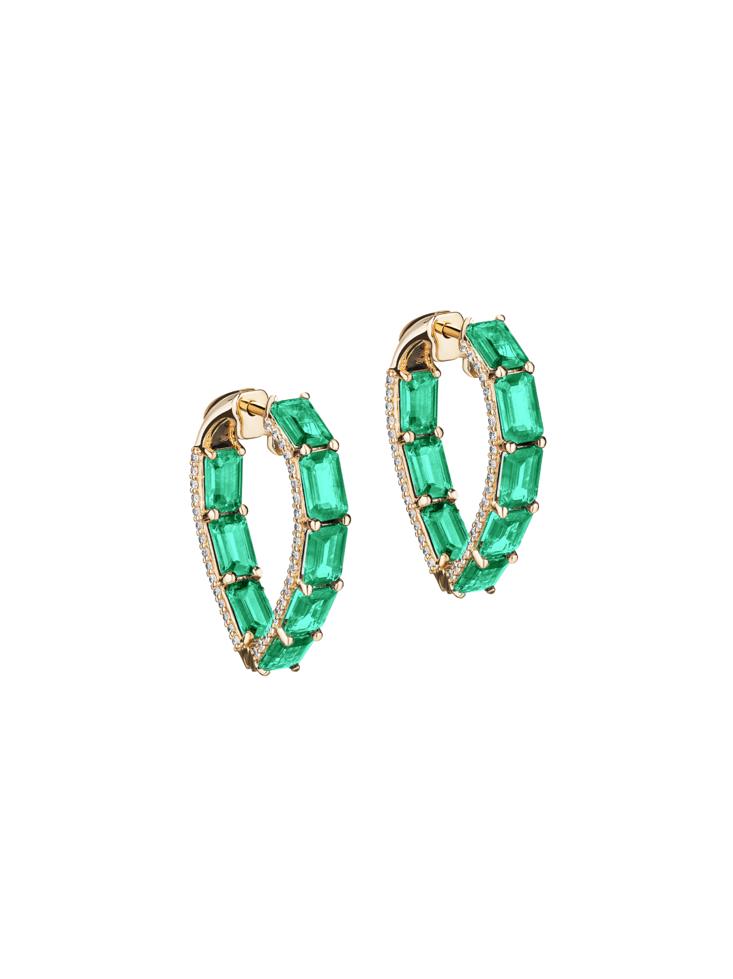 Goshwara The Limited Edition Cabochon Heart Hoop Earrings in Emerald