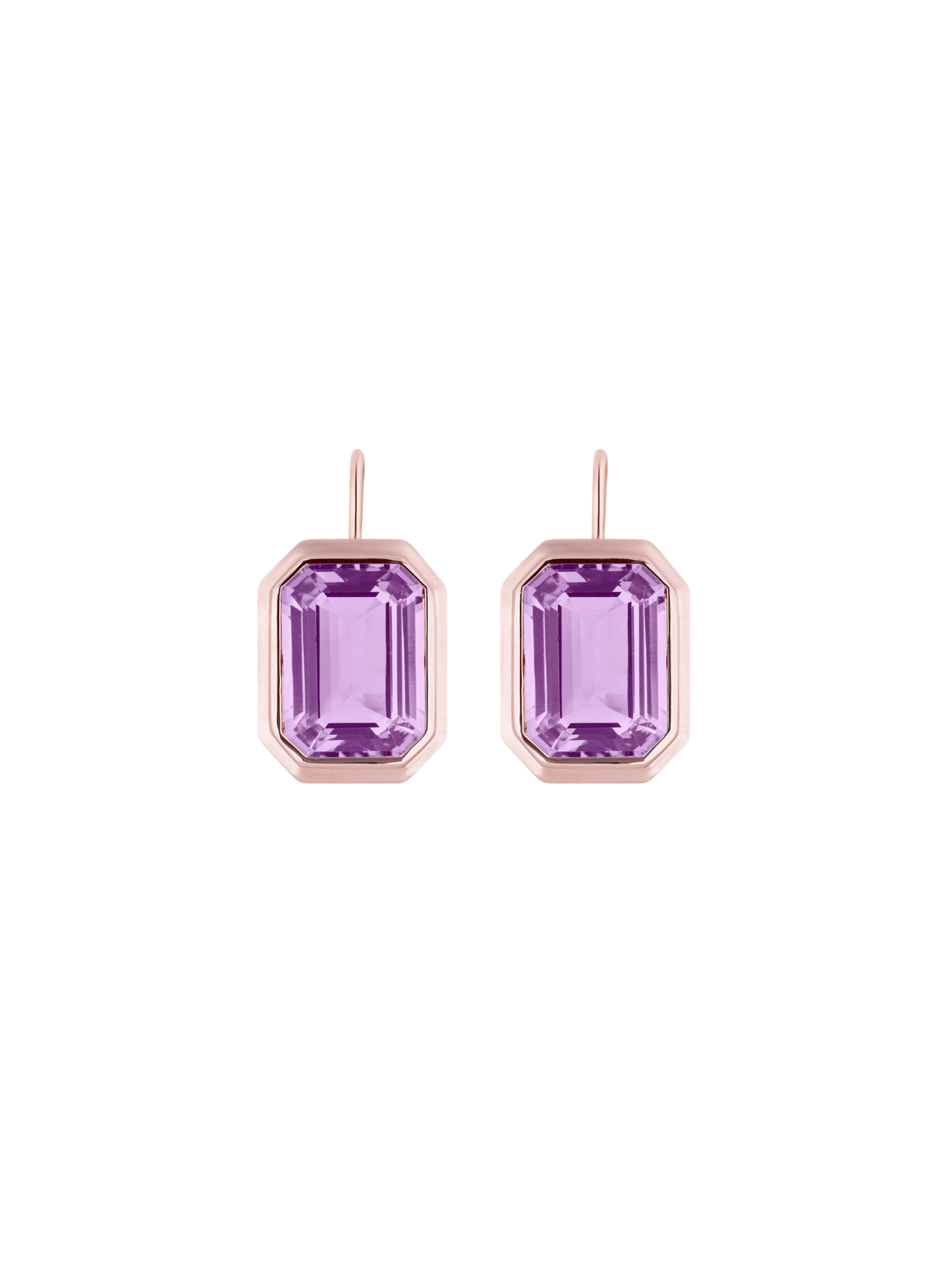 Goshwara The Manhattan Collection Emerald Cut Bezel Set Earring in Amythest
