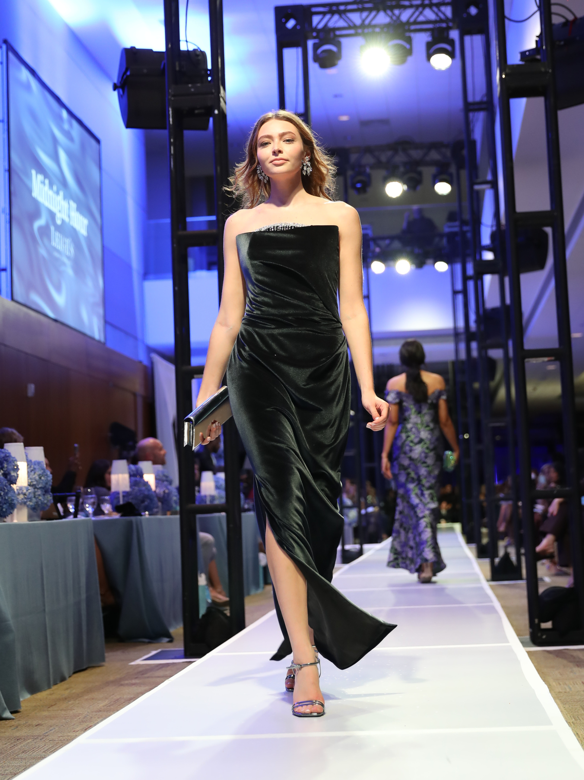 Pamella Roland Gown With Embroidery in Charcoal/Silver