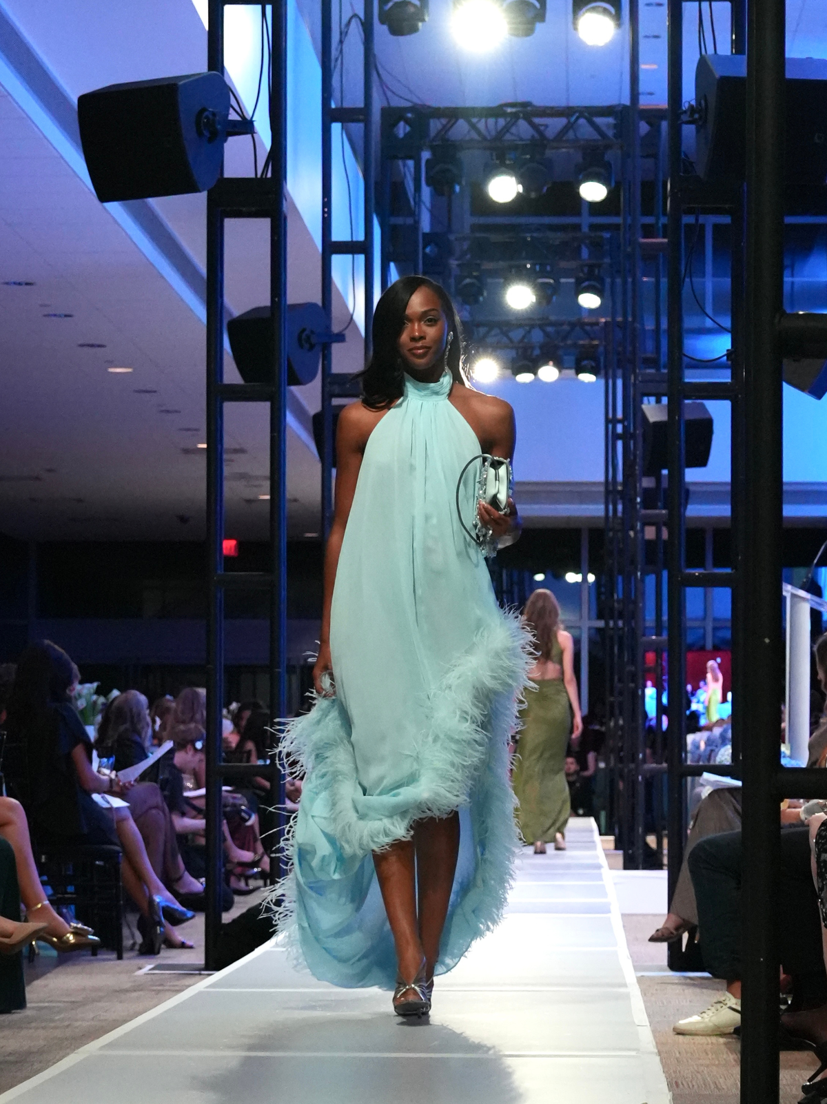 Bronx and Banco Madeline Halterneck Gown in Powder Blue