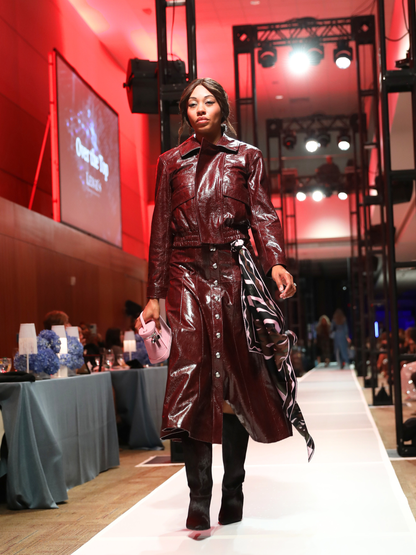 Cinq à Sept Tumbled Vegan Leather Veena Skirt in Black Cherry