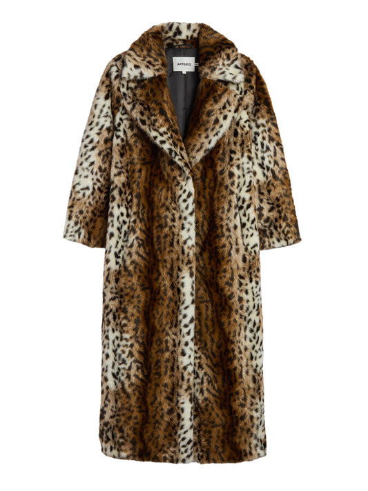 Apparis Gabrielle Shaved Leopard Maxi Coat
