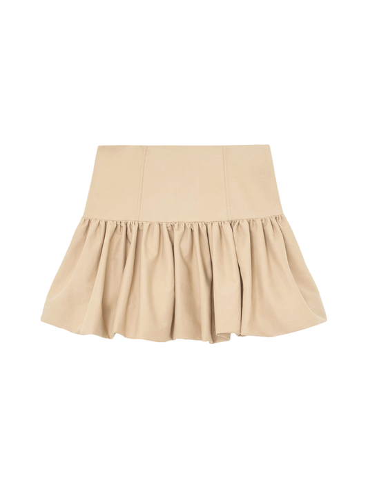 Ganni Double Cotton Mini Skirt in Warm Sand