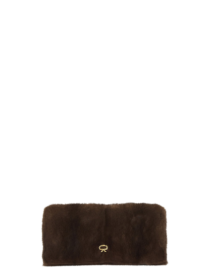 Gianvito Rossi Monica Fur Handbag in Marrone