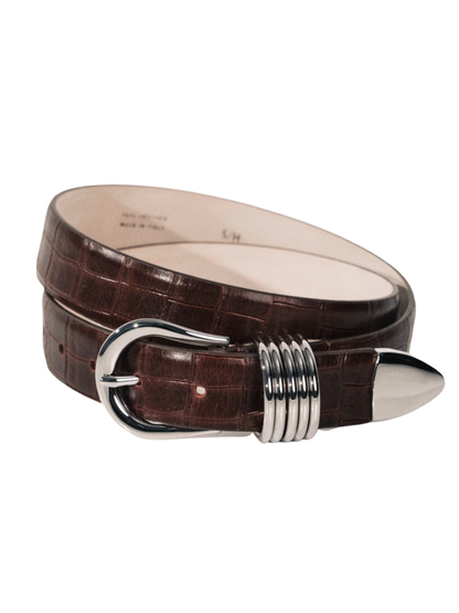 Déhanche Hollyhock Alligator in Dark Brown/Silver