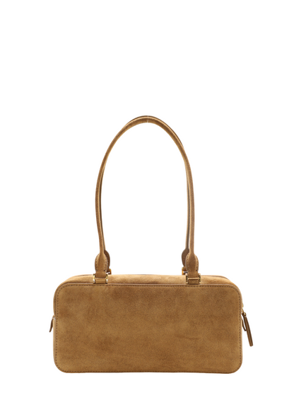 Veronica Beard Suede Boxy Shoulder Bag in Acorn