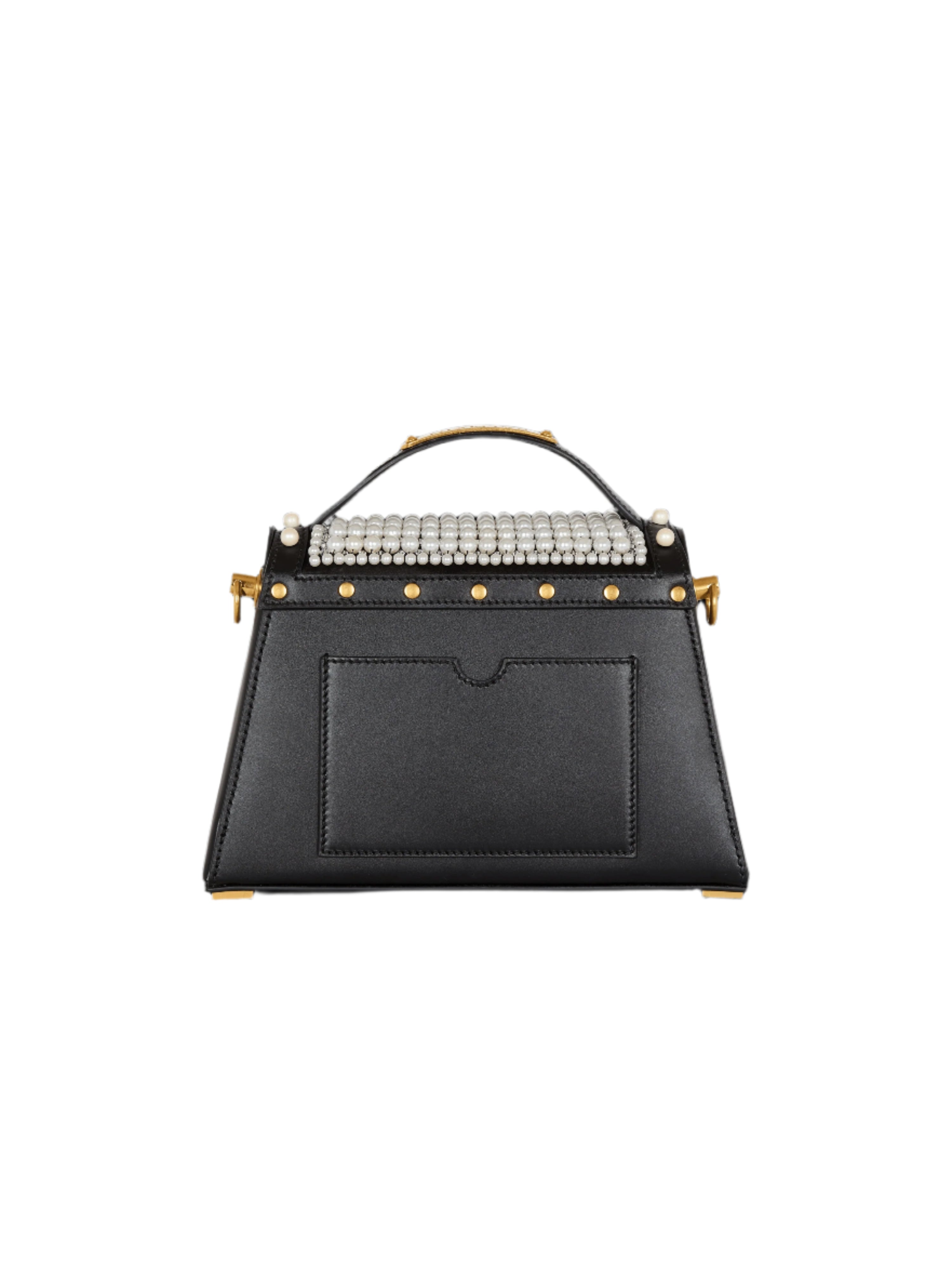 Balmain B-Buzz Dynasty-Pearl Handbag in Leather and Embroidered