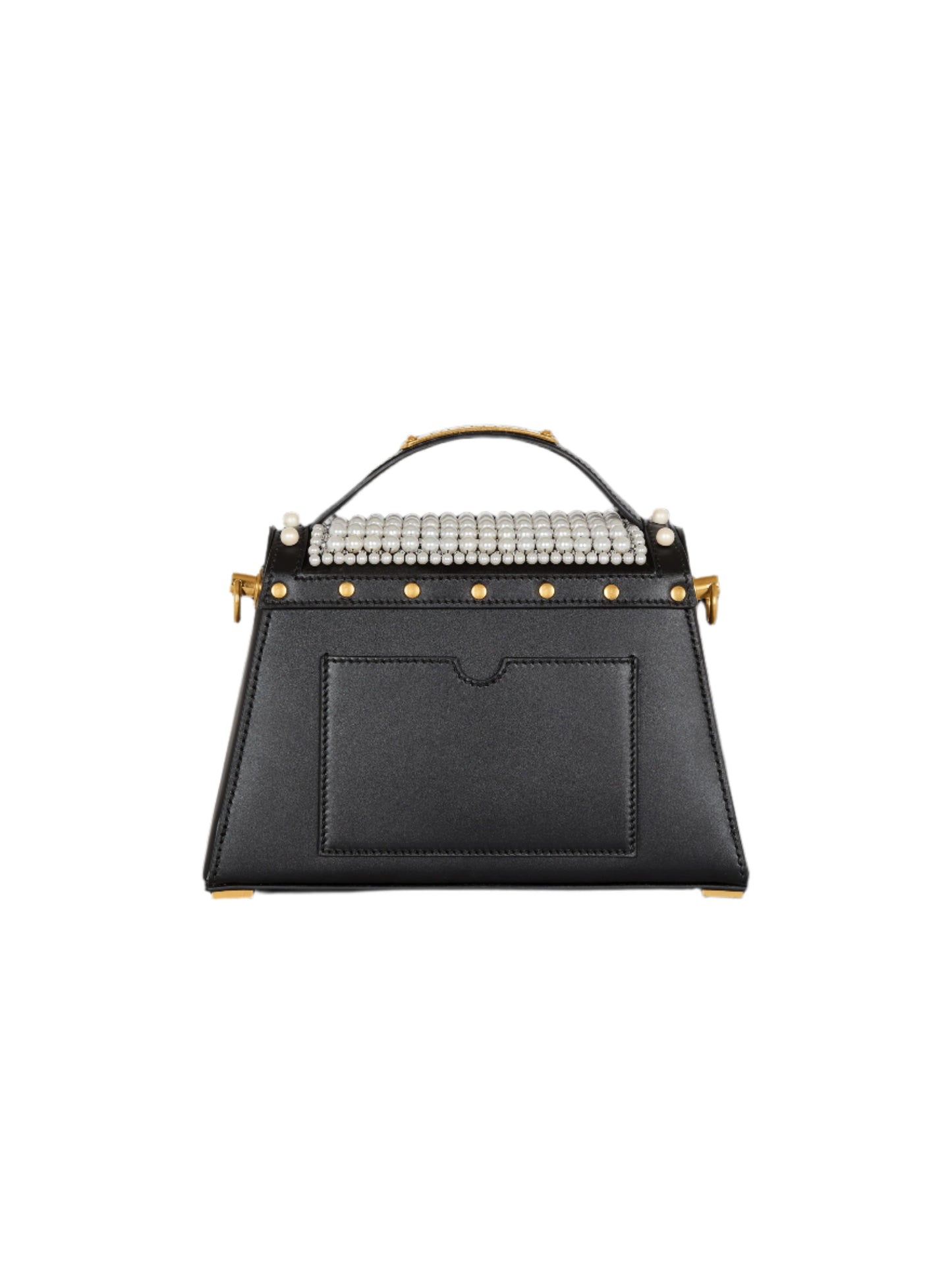 Balmain B-Buzz Dynasty-Pearl Handbag in Leather and Embroidered Satin