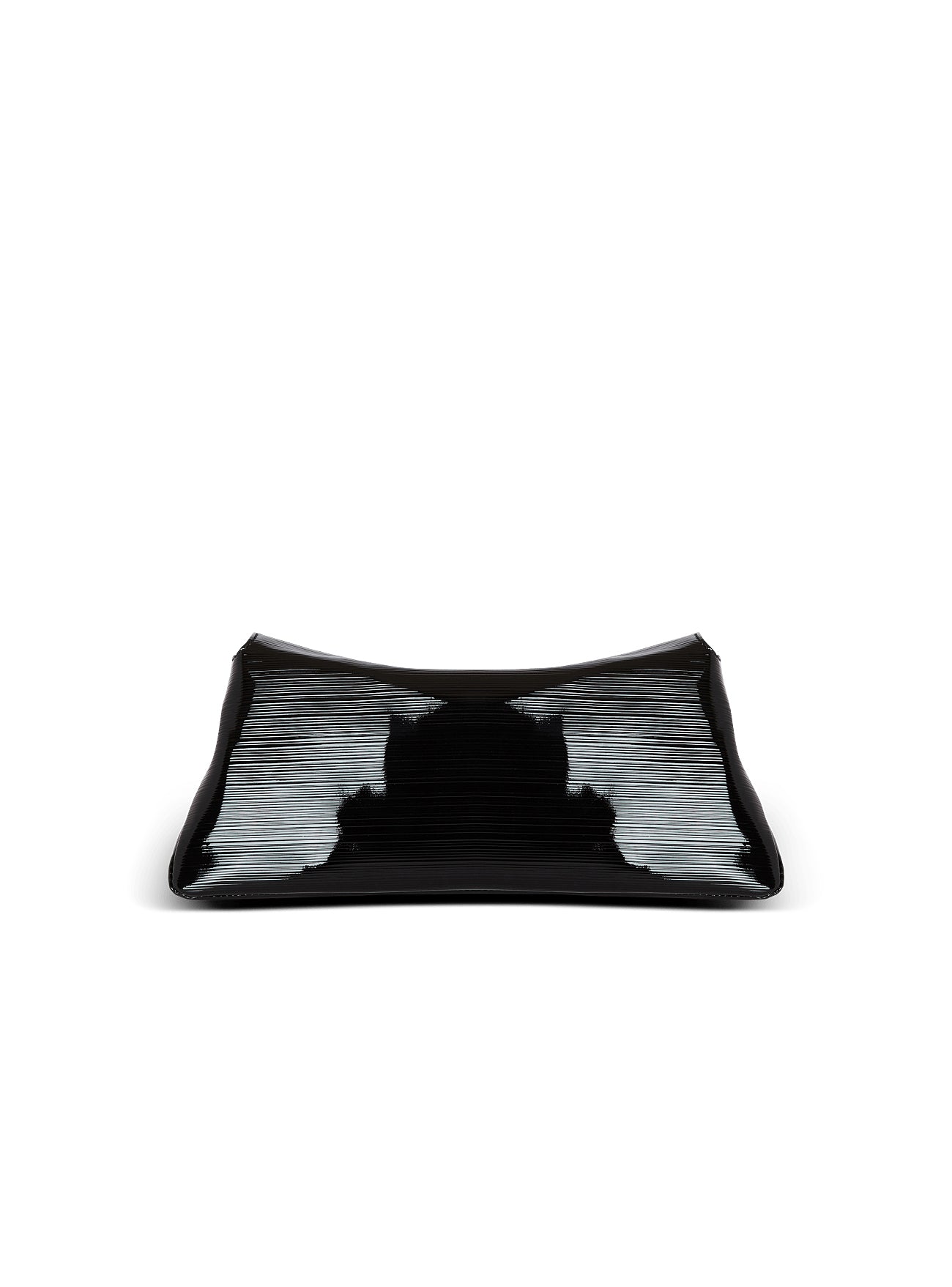 Balmain 11945 Soft Clutch in Striped Patent Leather in Noir